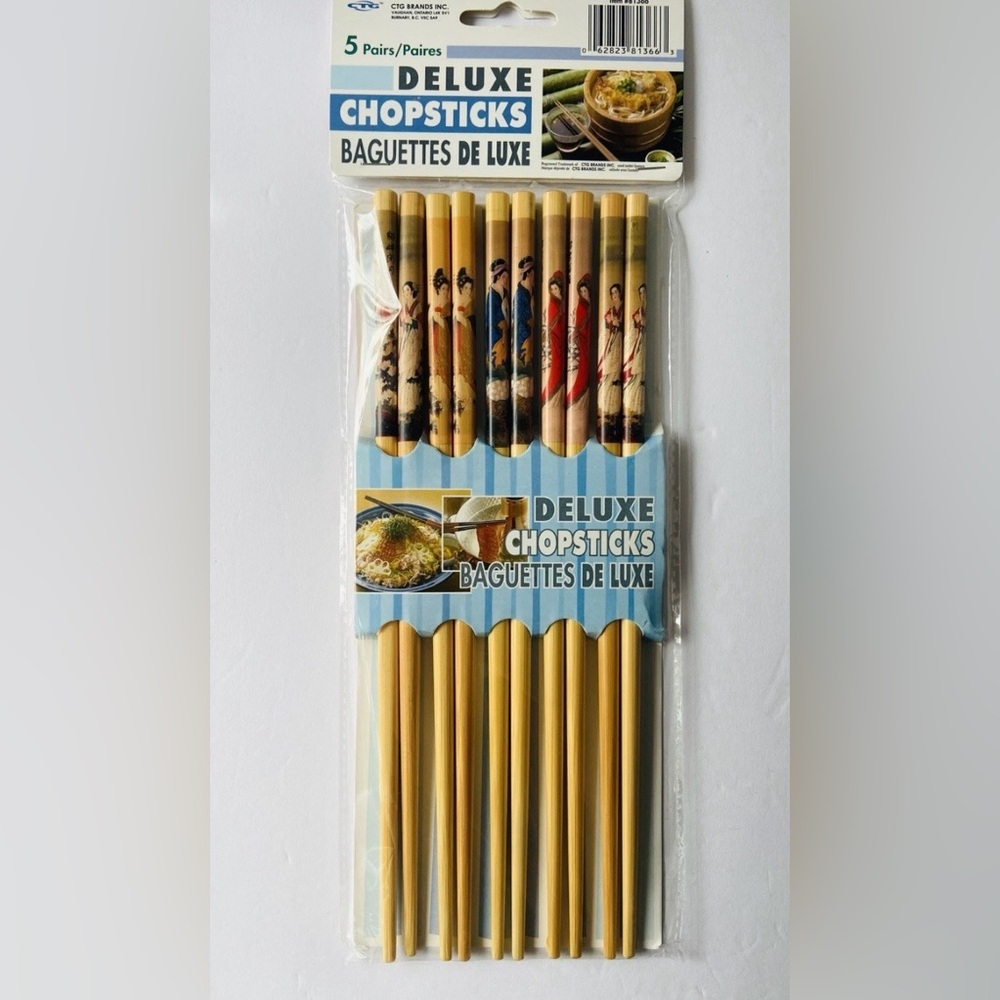 5‑Pair Deluxe Chopsticks Set • Colorful Designs • Reusable • New in Package